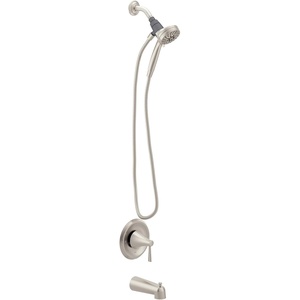 image:imageMoen Ronan Bronzed Gold SingleHandle Modern Tub and Shower Faucet with Handheld Rain Shower Spray Head Shower Handle Tub Spout and Valve 82021BZGBrushed Nickel