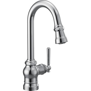 image:imageMoen S52003SRS Paterson OneHandle Pulldown Bar Faucet with Power Clean Includes Interchangeable Handle Spot Resist StainlessChrome