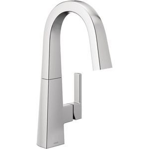 image:imageMoen S55005BL Nio OneHandle Bar Faucet Includes Secondary Finish Handle Option Matte BlackChrome