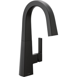 image:imageMoen S55005BL Nio OneHandle Bar Faucet Includes Secondary Finish Handle Option Matte BlackMatte Black