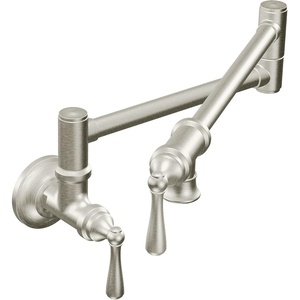 image:imageMoen S664 Traditional Wall Mount Swing Arm Folding Pot Filler Kitchen Faucet ChromeSpot Resist Stainless