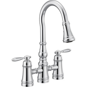 image:imageMoen S73204ORB Weymouth Two Handle Pulldown Bridge Kitchen Faucet Oil Rubbed BronzeChrome