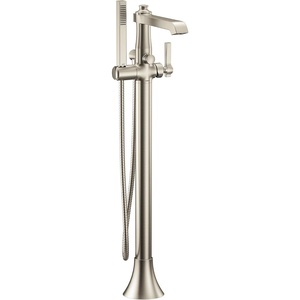image:imageMoen S931 Flara OneHandle Freestanding Floor Mount Tub Filler with Handshower ChromeBrushed Nickel