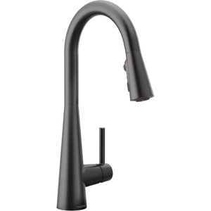 image:imageMoen Sleek Matte Black Pulldown Kitchen Faucet Featuring Pull Down Sprayer with Power Boost High Arc Modern Kitchen Faucet OneHandle Easy Installation 7864BLMatte Black
