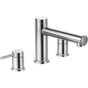image:imageMoen T393BG Align 2Handle Deck Mount Modern Roman Tub Faucet Trim Kit Valve Required Brushed GoldChrome
