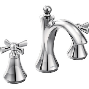 image:imageMoen T4524 Wynford TwoHandle Widespread HighArc Bathroom Faucet with Cross Handles Valve Required ChromePack of 1