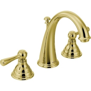 image:imageMoen T6125P Kingsley TwoHandle HighArc Widespread Bathroom Faucet Valve Required Polished BrassPolished Brass