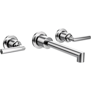 image:imageMoen TS43003 Arris TwoHandle Wall Mount Bathroom Faucet Trim Valve Required ChromeChrome