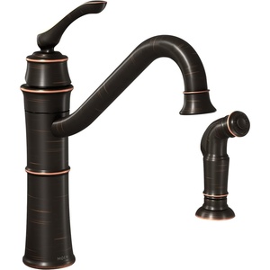 image:imageMoen Wetherly Mediterranean Bronze HighArc Kitchen Faucet with Side Spray 87999BRBMediterranean Bronze