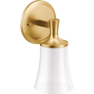 image:imageMoen YB0361CH Flara 1Light DualMount Bath Bathroom Vanity Light Fixture with Frosted Glass ChromeBrushed Gold