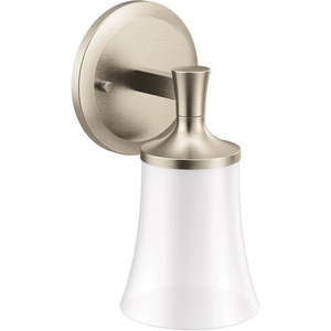 image:imageMoen YB0361CH Flara 1Light DualMount Bath Bathroom Vanity Light Fixture with Frosted Glass ChromeBrushed Nickel
