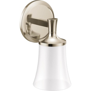 image:imageMoen YB0361CH Flara 1Light DualMount Bath Bathroom Vanity Light Fixture with Frosted Glass ChromePolished Nickel