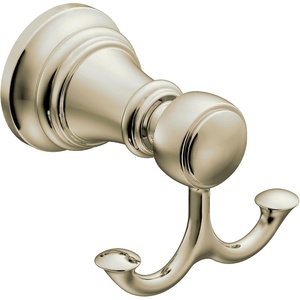 image:imageMoen YB8403BG Weymouth Double Robe Hook Brushed GoldPolished Nickel