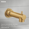 image:imageMoen Align Brushed Gold EcoPerformance Pressure Balancing Modern Tub and Shower Trim Kit with Showerhead Lever Handle and Tub Spout Valve Required T2193EPBGBrushed Gold