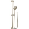 image:imageMoen EcoPerformance Chrome FourFunction Removable Handheld Showerhead with 69InchLong Hose and WallMounted Slide Bar 3667EPPolished Nickel