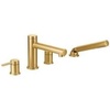 image:imageMoen T394 Align 2Handle Deck Mount Modern Roman Tub Faucet Trim Kit Valve Required Including Single Function Handshower ChromeBrushed Gold