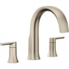 image:imageMoen Doux Chrome TwoHandle High Arc DeckMount Roman Tub Faucet Trim Valve Required TS983Brushed Nickel