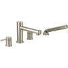 image:imageMoen T394 Align 2Handle Deck Mount Modern Roman Tub Faucet Trim Kit Valve Required Including Single Function Handshower ChromeBrushed Nickel