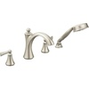 image:imageMoen T654BN Wynford TwoHandle Diverter Roman Tub Faucet Includes Hand Shower without Valve Brushed NickelBrushed Nickel