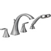 image:imageMoen T694NL Voss 2Handle Deck Mount Roman Tub Faucet Trim Kit Valve Required Including Single Function Handshower Polished NickelChrome