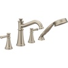 image:imageMoen T9024BN Belfield TwoHandle Deck Mounted Roman Tub Faucet and Hand Shower without Valve Brushed NickelBrushed Nickel