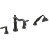 image:imageMoen TS21104 Weymouth TwoHandle Roman Tub Faucet Trim Kit with Handshower Valve Required ChromeMatte Black