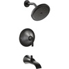 image:imageMoen TS2203BL Doux PosiTemp Pressure Balancing Tub and Shower Trim Kit Black Shower Head and Handle Set with Bathtub Spout Shower Lever Handle Bathtub Shower Combo Valve Required Matte BlackMatte Black