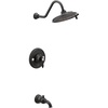image:imageMoen TS32104EP Weymouth PosiTemp Tub and Shower Trim Kit Valve Required including 9Inch 2Spray EcoPerformance Rainshower ChromeMatte Black