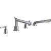 image:imageMoen TS93004 Arris 2Handle Deck Mount Modern Roman Tub Faucet Trim Kit Valve Required Including Single Function Handshower ChromeChrome