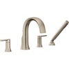 image:imageMoen TS983BL Doux TwoHandle High Arc DeckMount Roman Tub Faucet Trim with Handshower Valve Required Matte BlackBrushed Nickel