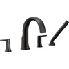 image:imageMoen TS983BL Doux TwoHandle High Arc DeckMount Roman Tub Faucet Trim with Handshower Valve Required Matte BlackMatte Black