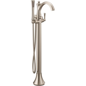 image:imageMoen 655 Wynford OneHandle Freestanding Floor Mount Tub Filler with Handshower Includes Interchangeable Handle ChromeBrushed Nickel