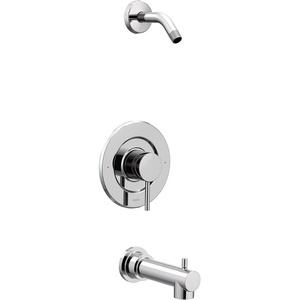 image:imageMoen Align Brushed Nickel PosiTemp Pressure Balancing Modern Tub and Shower Trim Kit without Showerhead Valve Required T2193NHBNChrome