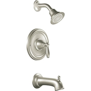 image:imageMoen Brantford Brushed Nickel Pressure Balancing Modern Bathtub and Shower Trim Kit with Shower Head Shower Handle and Tub Spout Shower Faucet Set PosiTemp Valve Required T2153BNBrushed Nickel