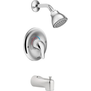 image:imageMoen Chateau Chrome Single Handle PosiTemp Tub and Shower Faucet Set with Showerhead Lever Handle and Tub Spout Valve Included L2353Chrome