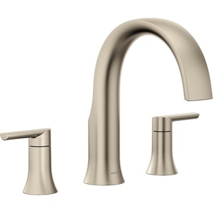 image:imageMoen Doux Chrome TwoHandle High Arc DeckMount Roman Tub Faucet Trim Valve Required TS983Brushed Nickel
