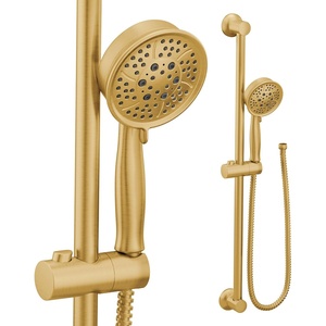 image:imageMoen EcoPerformance Chrome FourFunction Removable Handheld Showerhead with 69InchLong Hose and WallMounted Slide Bar 3667EPBrushed Gold