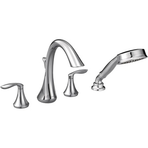 image:imageMoen Eva Chrome TwoHandle Deck Mount Roman Tub Faucet Trim Kit with Single Function Handshower Valve Required T944Chrome