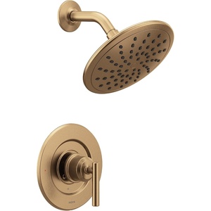 image:imageMoen Gibson Chrome PosiTemp Pressure Balancing Modern Shower Trim with 8Inch Rain Shower Head Valve Required T3002EPBronzed Gold