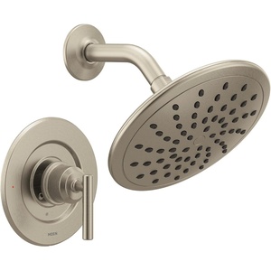 image:imageMoen Gibson Chrome PosiTemp Pressure Balancing Modern Shower Trim with 8Inch Rain Shower Head Valve Required T3002EPBrushed Nickel