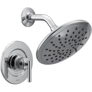 image:imageMoen Gibson Chrome PosiTemp Pressure Balancing Modern Shower Trim with 8Inch Rain Shower Head Valve Required T3002EPChrome