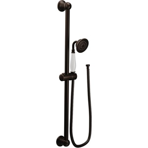 image:imageMoen S12107EPNL Weymouth Traditional EcoPerformance Handshower Handheld Shower with 30Inch Slide Bar and 69Inch Metal Hose Polished NickelOil Rubbed Bronze