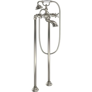 image:imageMoen S22105 Weymouth Two Handle Tub Filler with CrossHandles and Handshower ChromeBrushed Nickel