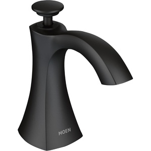 image:imageMoen S3948SRS Transitional Deck Mounted Kitchen Soap Dispenser with Above the Sink Refillable Bottle Spot Resist StainlessBlack