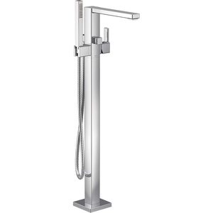 image:imageMoen S905BN 90 Degree OneHandle Freestanding Floor Mount Tub Filler with Handshower Brushed NickelChrome