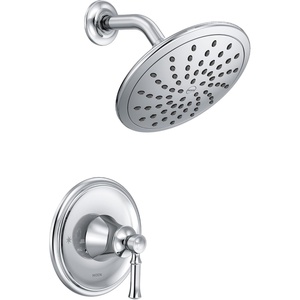 image:imageMoen T2282EPBL Dartmoor Shower Only System with EcoPerformance Rainshower Showerhead Valve Required Matte BlackChrome