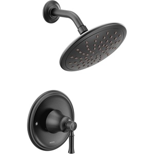 image:imageMoen T2282EPBL Dartmoor Shower Only System with EcoPerformance Rainshower Showerhead Valve Required Matte BlackMatte Black