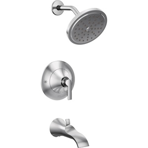image:imageMoen TS2203BL Doux PosiTemp Pressure Balancing Tub and Shower Trim Kit Black Shower Head and Handle Set with Bathtub Spout Shower Lever Handle Bathtub Shower Combo Valve Required Matte BlackChrome