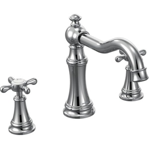 image:imageMoen TS22101BG Weymouth TwoHandle Roman Tub Faucet with Cross Handles Trim Kit Valve Required Brushed GoldChrome