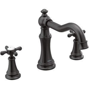 image:imageMoen TS22101BG Weymouth TwoHandle Roman Tub Faucet with Cross Handles Trim Kit Valve Required Brushed GoldMatte Black